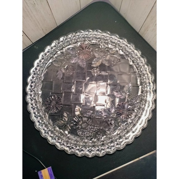 Riccardo Serving tray vintage lead crystal w/ pastel accent lattice pattern - Picture 7 of 8